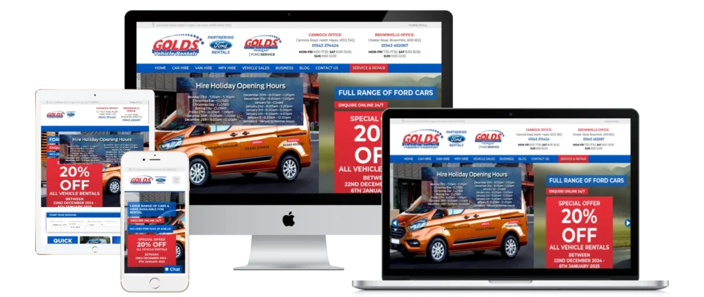 A Digital Marketing Success Story of Golds Car and Van Hire SEO website design website redesign website development wordpress website responsive website digital marketing